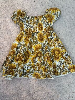 Sunflower Floral Yellow Girls' Summer Dress